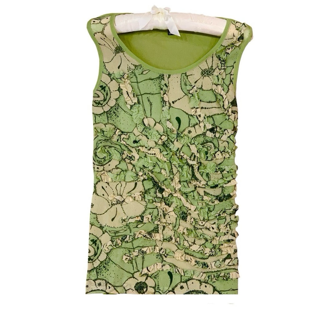 NWT Blouse Top Sheer Ruffles Europe Tank Shirt Kapalua Sleeveless Gift